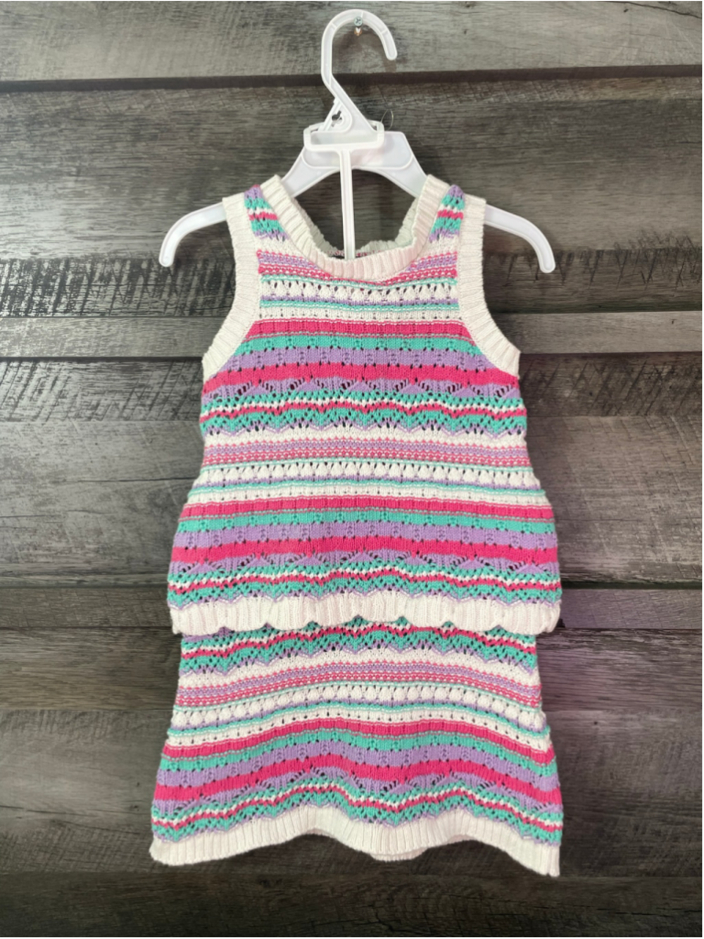 Girls Vince Camuto Multicolor Knit Matching Set 4T White Pink Purple Green